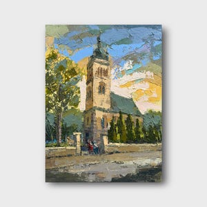Oil painting Lviv Church of St. Paraskeva Friday Ukrainian painter home decor original painting Ukrainian decor cityscape painting Framed