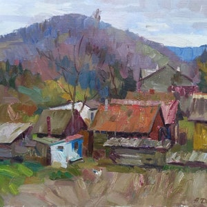Oil painting on canvas Ukrainian painter Fine Art Lanscape Rural art&collectibles wall decor original signed artwork