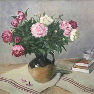 Pintura al óleo le gustará naturaleza muerta, naturaleza muerta de rosas, Obras de arte originales sobre cartón, Decoración ucraniana, Flores de primavera, Texturizado