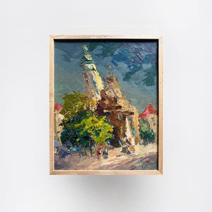 Ukrainian oil painting, Lviv Bernardine Monastery, Ukrainian painter, Ukrainian cityscape, Original picture on canvas, Ukrainian decor