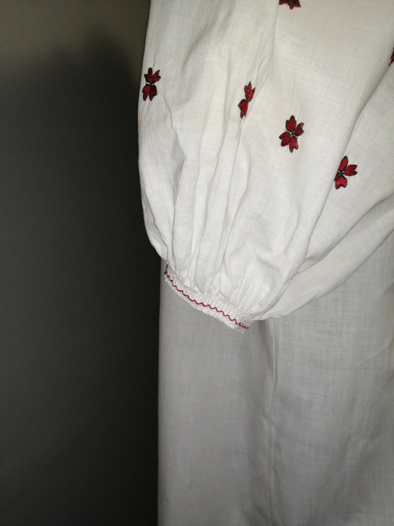 Vintage traditional Ukrainian embroidered dress Vyshyvanka Handmade embroidered shirt Embroidered folk women's shirt Homespun dress cotton image 4