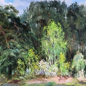 Large Oil painting on canvas, Forrest, Ukrainian painter, art&collectibles, signes artwork, original painting