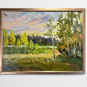 Oil painting Evening painting Ukrainian painter home decor original painting Ukrainian decor art work wall decor landscape painting Textured