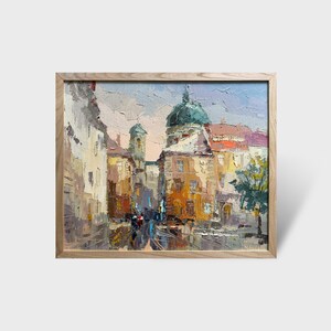 Ukrainian oil painting, City of Lviv painting, Ukrainian painter, Ukrainian cityscape, Framed, Original on canvas, Ukrainian decor, Textured
