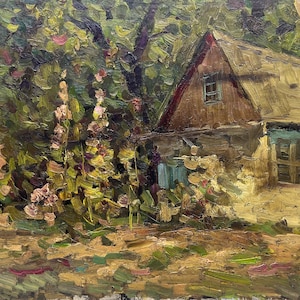 Oil painting cottage Ukrainian painter home decor original painting kitchen decor art work wall decor