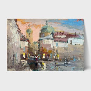 Oil painting City of Lviv painting Ukrainian painter wall home decor original painting Ukrainian decor Ukrainian cityscape painting Framed