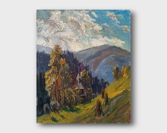 Original Ölgemälde Vintage Kunst, Landschaftsmalerei, große Wandkunst, Leinwand Kunst, Ukrainische Kunst, impressionistische Kunst