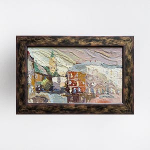 Ukrainian oil painting, market in Lviv painting, Ukrainian painter, Ukrainian cityscape, Original picture on canvas, Ukrainian decor, Framed