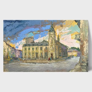 Oil painting Lviv St. Anne&#39;s Church painting Ukrainian painter wall home decor original painting Ukrainian decor Framed cityscape painting
