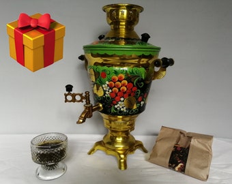 Samovar with berries Home Kitchen Teapot Tea Coffee Maker and Free fruit tea