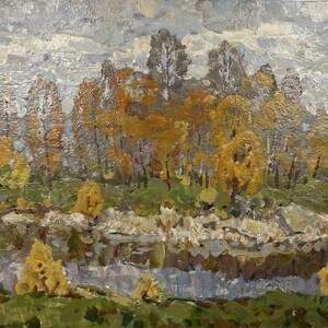 Pintura a óleo Outono floresta arte colecionáveis natureza pintura arte original arte assinada