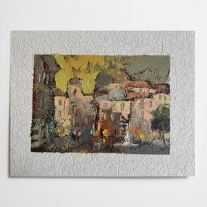 Ukrainian oil painting, market square in Lviv, Ukrainian painter, Ukrainian cityscape, Original picture on fiberboard, Ukrainian decor