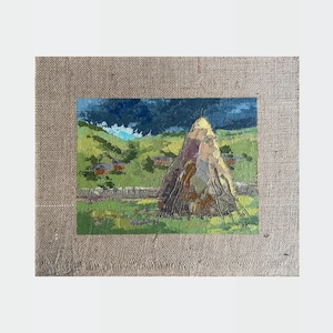 Oekraïens olieverfschilderij, Karpaten dorp, Oekraïense schilder, Oekraïens landschap, originele foto op canvas, Oekraïens decor, gestructureerd