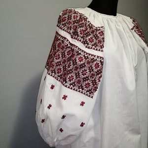 Vintage traditional Ukrainian embroidered dress Vyshyvanka Handmade embroidered shirt Embroidered folk women's shirt Homespun dress cotton image 1