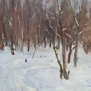 Oil painting In the park Alex Ditriev Ukrainian painter home decor original painting kitchen decor art work wall decor