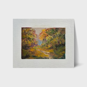 Ukrainian oil painting, ambiance of autumn, Ukrainian painter, Ukrainian landscape, Original picture on fiberboard, Ukrainian decor Textured