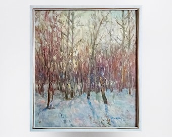 Original oil painting, vintage art, landscape painting, large wall art, Framed painting, living room decor, Ukrainian art, Impressionist art