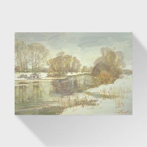 Peinture à l'huile, peinture de janvier, peintre ukrainienne, décoration murale, peinture murale, peinture originale, photo de décoration ukrainienne sur carton, paysage texturé
