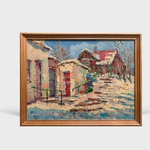 Original oil painting modern art, Landscape painting, small wall art, Framed painting, living room decor, Ukrainian art, Impressionist art