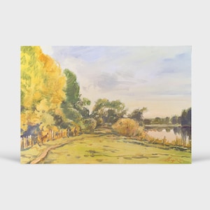 Pintura al óleo ucraniana, agosto, pintor ucraniano, paisaje ucraniano, cuadro original sobre cartón, decoración ucraniana, paisaje texturizado