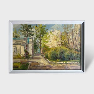 Ukrainische Ölmalerei, Botanischer Garten der Universität Lwiw, Ukrainischer Maler, Ukrainische Landschaft, Original auf Leinwand, Ukrainisches Dekor