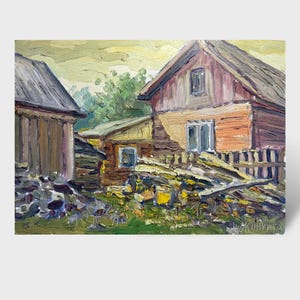 Original oil painting modern art, Landscape painting, small wall art, fiberboard art, living room decor, Ukrainian art, Impressionist art