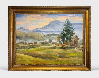 Original oil painting modern art, Landscape painting, small wall art, Framed painting, living room decor, Ukrainian art, Impressionist art