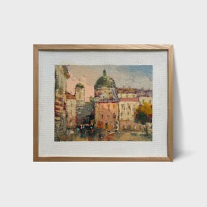 Oil painting City of Lviv painting Ukrainian painter wall home decor original painting Ukrainian decor Ukrainian cityscape painting Framed