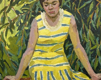 1950 年代のパステル画の女性の肖像画、ジョセフ ポーターの