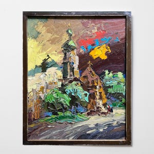 Ukrainian oil painting, Bernardine monastery in Lviv, Ukrainian painter, Ukrainian cityscape, Original picture on canvas, Ukrainian decor