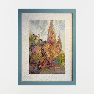 Original oil painting modern art, Landscape painting, small wall art, Framed painting, living room decor, Ukrainian art, Impressionist art