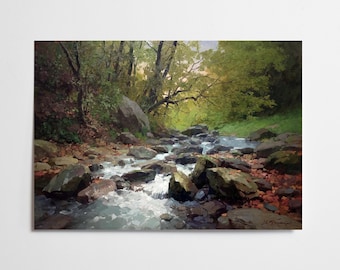 Ukrainian oil painting, At source of river, Ukrainian painter, Ukrainian Forest landscape, Original on canvas, Ukrainian decor, Textured