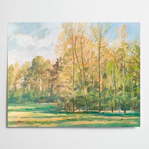 Pintura al óleo ucraniana, En el prado, Pintor ucraniano, Paisaje ucraniano, Imagen original sobre cartón, Decoración ucraniana, Texturizado