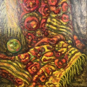 Pintura al óleo Mantel Obra de arte Coleccionables Pintura de la naturaleza Obra de arte original Obra de arte firmada