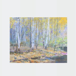 Pintura al óleo ucraniana, Paisaje de abedules, Pintor ucraniano, Paisaje ucraniano, Imagen original sobre cartón, Decoración ucraniana, Textura