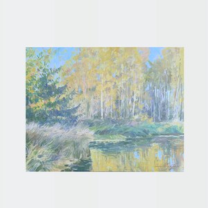Peinture à l'huile automne peintre ukrainien mur décoration originale peinture ukrainienne photo sur carton peinture de paysage texturé