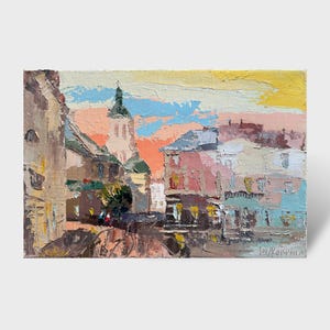 Ukrainian oil painting, City of Lviv painting, Ukrainian painter, Ukrainian cityscape, Framed, Original on canvas, Ukrainian decor, Textured