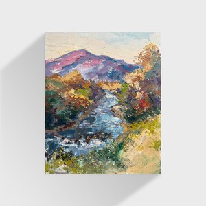 Pintura al óleo ucraniana, Caminando por los Cárpatos, pintor ucraniano, paisaje montañoso ucraniano, original sobre cartón, decoración ucraniana