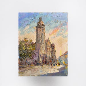 Ukrainian oil painting, City of Kosice painting, Ukrainian painter, Kosice cityscape, Original picture on canvas, Ukrainian decor, Textured