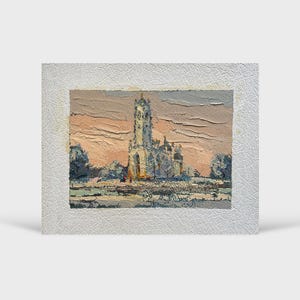 Oil painting City Church painting Ukrainian painter wall home decor original painting Ukrainian decor Winter cityscape painting Textured