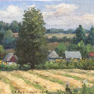 Ölgemälde Etude, Originale Malerei, Landschaft, Leinwand, Ukrainisch Dekor, Handgemacht, texturiert