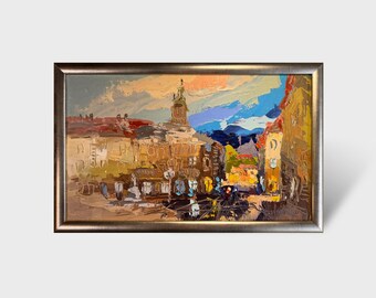 Original oil painting modern art, Landscape painting, large wall art, Framed painting, living room decor, Ukrainian art, Impressionist art