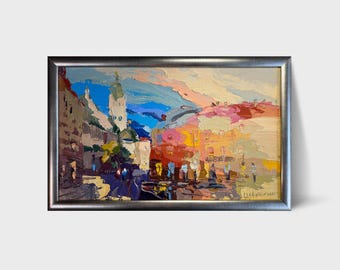 Original oil painting modern art, Landscape painting, large wall art, Framed painting, living room decor, Ukrainian art, Impressionist art