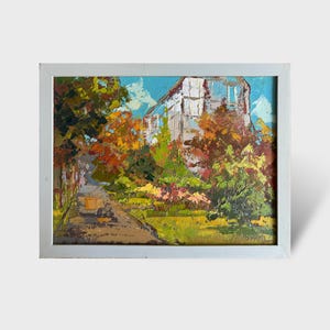 Ukrainian oil painting Botanical Garden of Lviv University Ukrainian painter Ukrainian wall home decor original painting Framed landscape