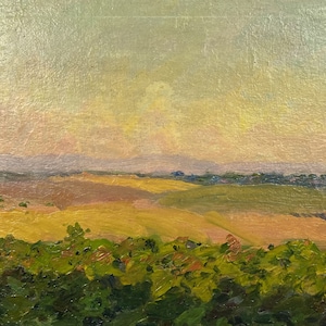 Oil painting Golden fields artwork collectibles nature painting original artwork signed artwork