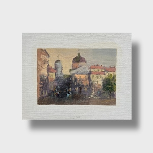 Oil painting City of Lviv painting Ukrainian painter wall home decor original painting Ukrainian decor Ukrainian Cityscape painting Textured