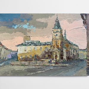 Oil painting Lviv St. Anne&#39;s Church painting Ukrainian painter Frame wall home decor original painting Ukrainian decor cityscape painting
