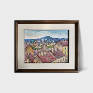 Oil painting City of Lviv painting Ukrainian painter wall home decor original painting Ukrainian decor Ukrainian cityscape painting Framed