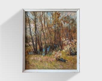 Original oil painting vintage art, landscape painting, large wall art, Framed painting, living room decor, Ukrainian art, Impressionist art