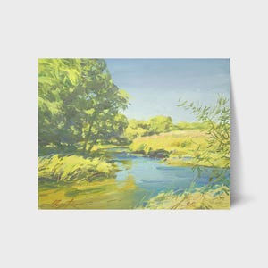 Pintura al óleo ucraniana, río Uday, pintor ucraniano, paisaje ucraniano, imagen original sobre cartón, decoración ucraniana, imagen con textura